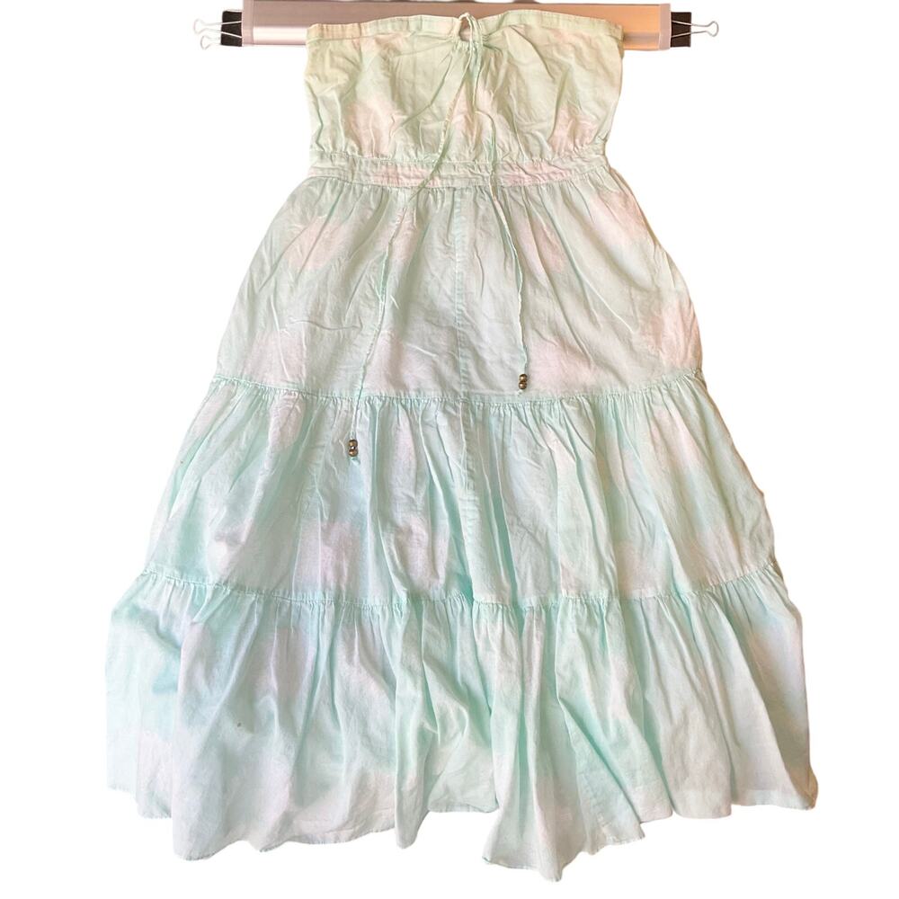 Gap Women Midi Dress size 12 White & Green A-line Halter Neck Lovely Summer
